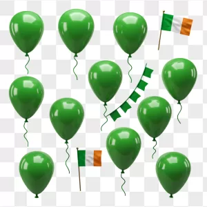 Glossy Green Balloons Irish Flags Pennants
