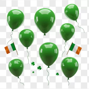 Glossy Green Balloons Irish Flags Shamrocks