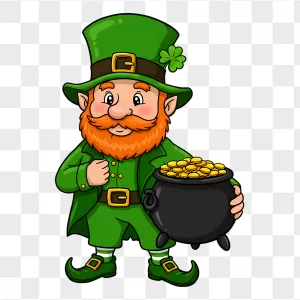 Cartoon Leprechaun Green Suit Gold Pot