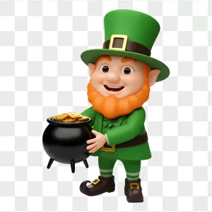 3D Leprechaun Black Cauldron Gold Coins
