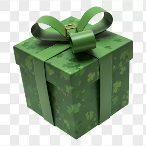 Green Shamrock Gift Box Satin Ribbon