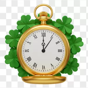 Antique Gold Pocket Watch Shamrock Backdrop