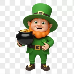 3D Leprechaun Black Pot of Gold