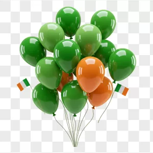 Glossy Green Orange Balloons Irish Flags