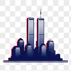 Navy Blue Twin Towers Skyline Memorial
