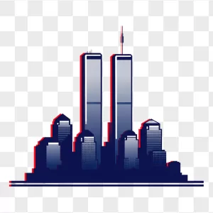 Navy Blue Twin Towers Skyline Memorial