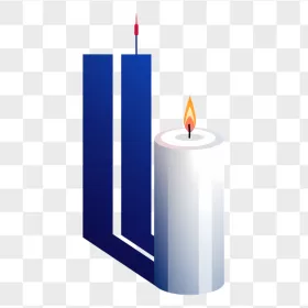 Blue Twin Towers Memorial White Candle