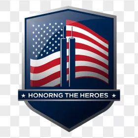 American Flag Twin Towers Shield Badge