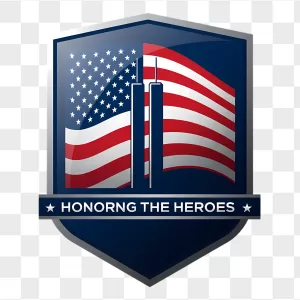 American Flag Twin Towers Shield Badge
