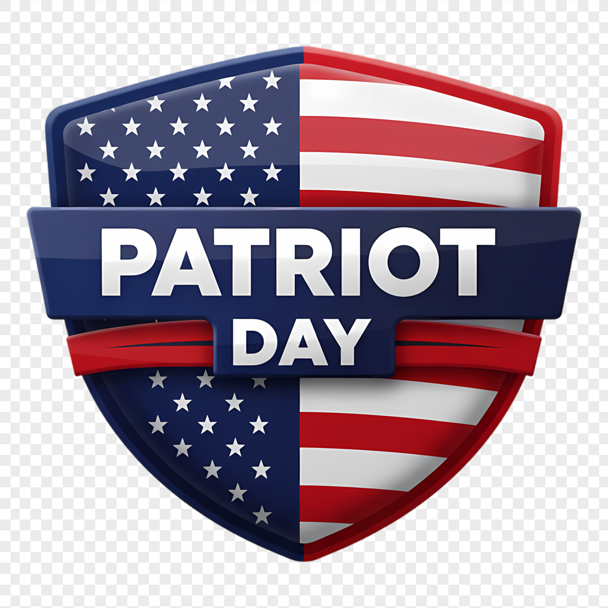 Patriot Day Glossy American Flag Shield - International Holidays & Celebrations PNG, transparent background, high resolution
