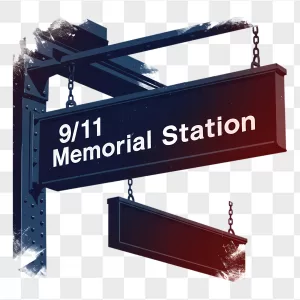 Grunge 9/11 Memorial Station Sign