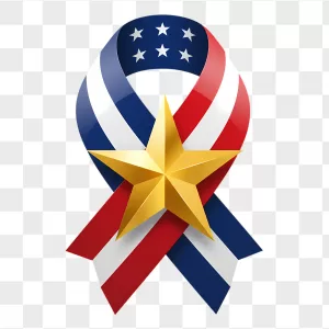 USA Flag Awareness Ribbon Gold Star