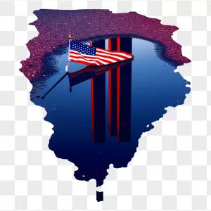 Twin Towers Flag Purple Glitter Reflection