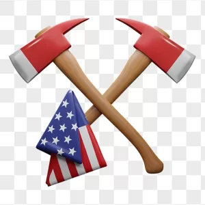 Red Firefighter Axes Crossed Memorial Flag