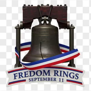 Bronze Liberty Bell 911 Ribbon Banner