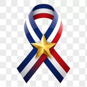 Glossy Striped American Ribbon Gold Star