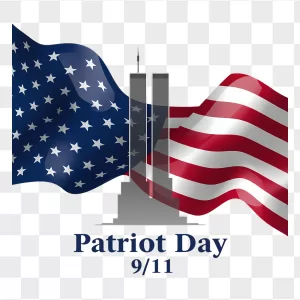 Patriot Day Wavy Flag Twin Towers