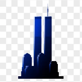 Twin Towers Dark Blue Gradient Silhouette