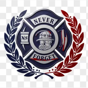 Navy Silver Never Forget Firefighter Badge