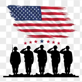 Grunge American Flag Military Salute Silhouette