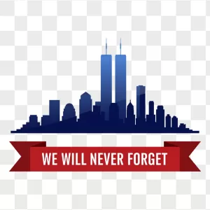 Blue Gradient Twin Towers Memorial Skyline