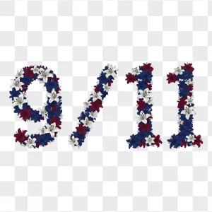 Red White Blue Floral 9/11 Typography