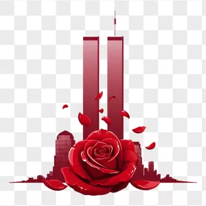 Crimson Twin Towers Glossy Red Rose