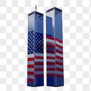 3D Glossy Twin Towers American Flag