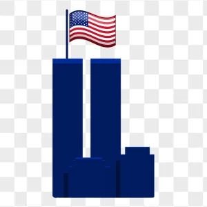Flat Navy Twin Towers American Flag