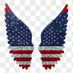American Flag Glossy Feathered Angel Wings