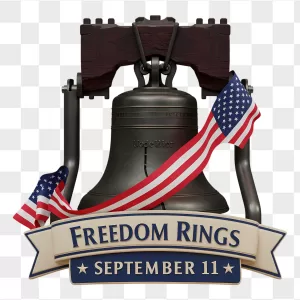 Bronze Liberty Bell American Flag Ribbon