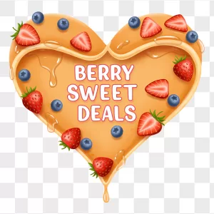 Glossy Strawberry Blueberry Pancake Heart