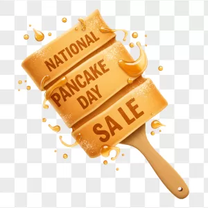 3D Golden Pancake Stack Syrup Drizzle