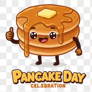 Cute Pancake Stack Mascot Syrup Butter