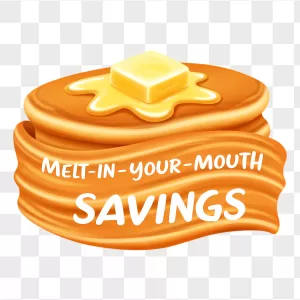 Golden Pancake Stack Butter Savings Badge