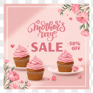 Realistic Pink Cupcakes Mother's Day Sale