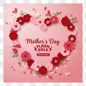 Pink Red Paper Flower Heart Frame