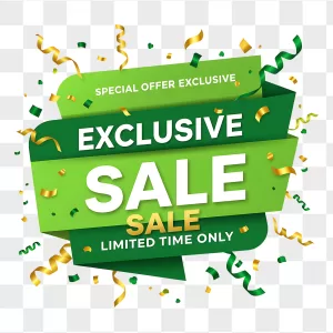 Green Gold Exclusive Sale Ribbon Banner