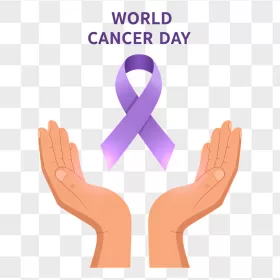 World Cancer Day Purple Ribbon Hands