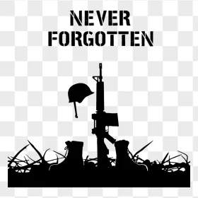 Distressed Never Forgotten Battlefield Cross Silhouette