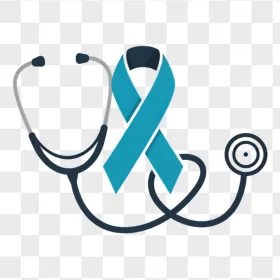 Teal Awareness Ribbon Navy Stethoscope Icon