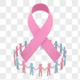 Pink Ribbon Circle People Holding Hands