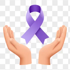 Open Hands Holding Purple Awareness Ribbon
