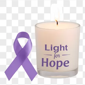 Lit Cream Candle Purple Awareness Ribbon