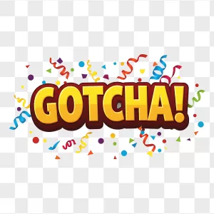Glossy Yellow Gotcha Lettering Confetti Streamers