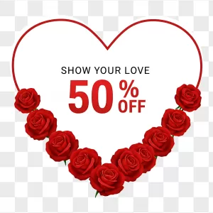 Red Rose Heart Garland Sale Frame