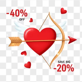 Cupid Arrow Piercing Red Winged Heart