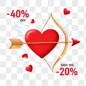 Cupid Arrow Piercing Red Winged Heart