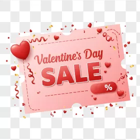 Pink Valentine Sale Ticket Confetti Hearts