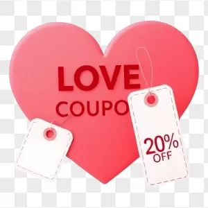Pink 3D Heart Love Coupon Tags